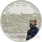 Cook Islands G.MEADE - GETTYSBURG series GREAT COMMANDERS & BATTLES Silver coin $5 Partly colored 2009